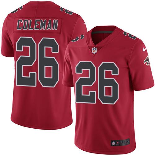 Nike Falcons #26 Tevin Coleman Red Youth Stitched NFL Limited Rush Jersey